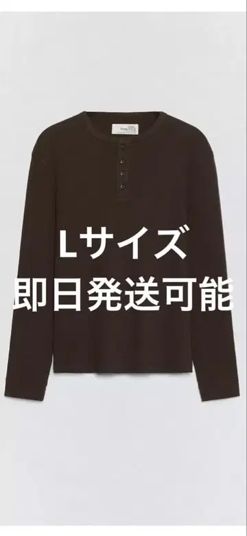 zara soshiotsuki 헨리넥 와플 T셔츠 브라운 L