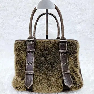 퍼 토트백 브라운 인조 모피 가죽 느낌 가을/겨울 여성용