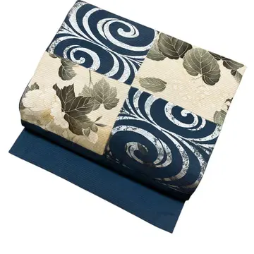 T58 오비 레트로 명주 개 나고야 소용돌이와 꽃 기모노 오비 재단 완료