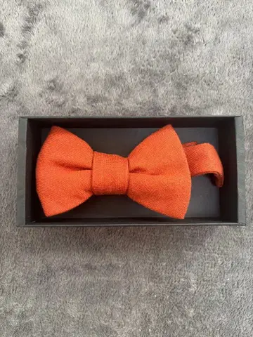 오렌지 린넨 나비 넥타이 조정 가능