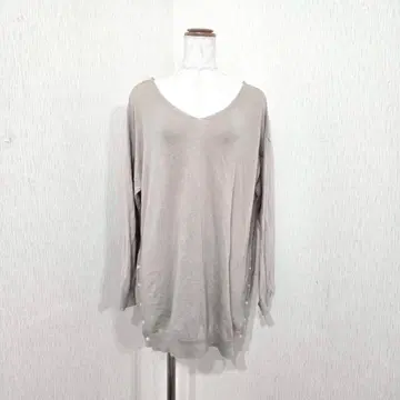 사만사 모스모스 긴팔 풀오버 니트 얇은 소재 스웨터 베이지 사이드 버튼