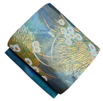 T9-6 나고야 오비 가지와 꽃무늬 순수 실크 기모노 오비 완성품