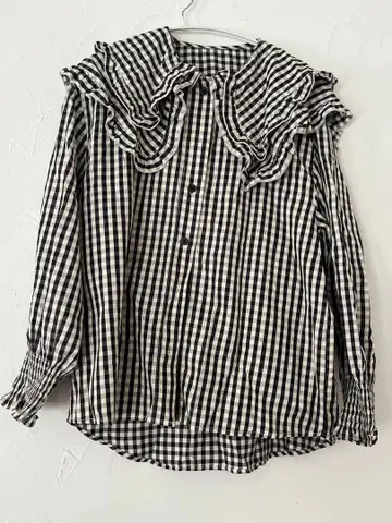 Nice Claup 깅엄 체크 프릴 셔츠