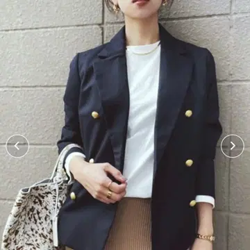 엠마 테일러 더블 테일러드 자켓 36 네이비