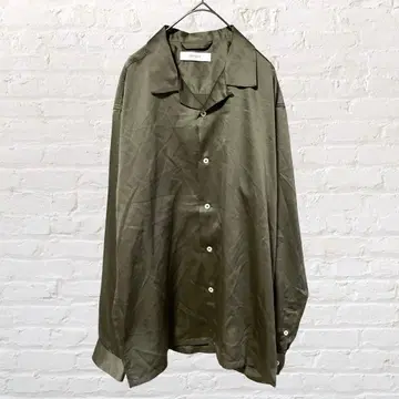 12492 INHERIT 인헤릿 오픈 카라 셔츠 새틴 카키 L