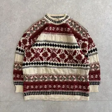 알파카 100% 울 니트 노르딕 무늬 스웨터 구제 의류