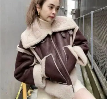 EMODA 무스탕 코트 브라운 숏 기장