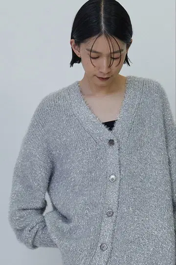 새상품급 프리미어 아롱디스망 라메 샤기 가디건