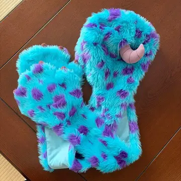 몬스터풍 퍼 모자 스카이블루 보라색