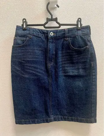 170 데님 타이트 스커트 다크 블루 무릎 기장