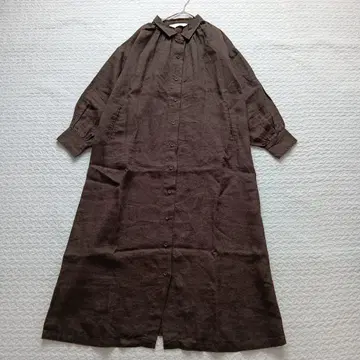Natural by Studio clip 린넨 셔츠 원피스 브라운