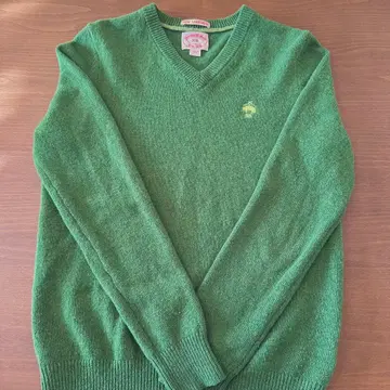 브룩스브라더스 램스울 V넥 스웨터 XS 그린