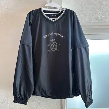 먼싱웨어 V넥 윈드 브레이커 골프웨어 블랙