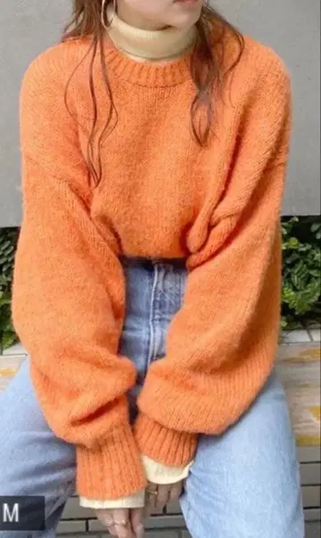 [ ungrid ] 컬러 모헤어 니트 오렌지