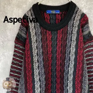 [일본제] 택 포함 레트로 디자인 울 니트 스웨터 남성용