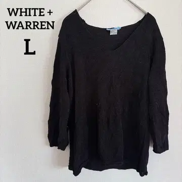 WHITE + WARREN [ L ] 블랙 V넥 니트 블랙