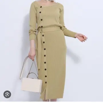 새상품급 마이 스트라다 니트 원피스 라임 그린 M 사이즈