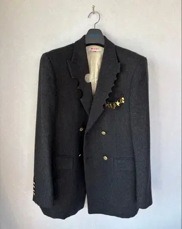 MASU NIBBLED BLAZER CHARCOAL 22AW