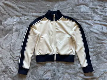 Ray BEAMS 화이트/네이비 집업 크롭 자켓