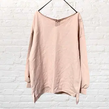 12493 PLST 백 지퍼 풀오버 M 핑크 베이지 블라우스