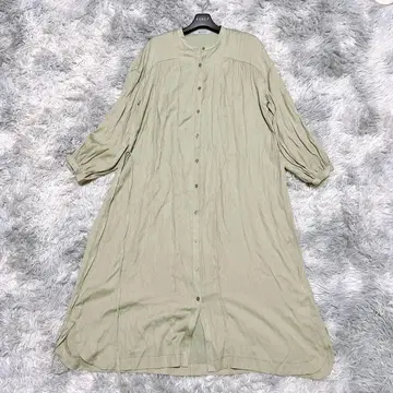 나노 유니버스 F 셔츠 원피스 롱 라이트 그린 출퇴근 레이온