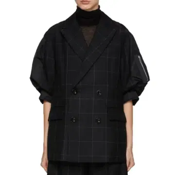 sacai 체크 무늬 더블 브레스트 자켓