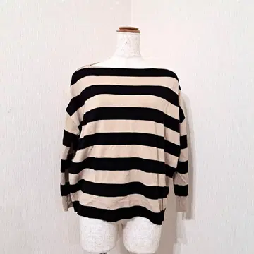 BEAUTY&YOUTH 보더 니트탑 보트넥 일본제