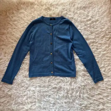 INED 여성용 긴팔 가디건 M 블루 플랑드르 울 이네드