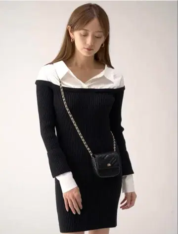 SNIDEL 택 포함 도킹 니트 원피스 블랙 F