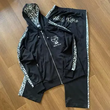 헤이세이 y2k Hello Kitty 저지 세트 레오파드 무늬 L