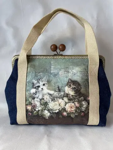 [컨디션 최상] 핸드메이드 고양이 가마구치 백