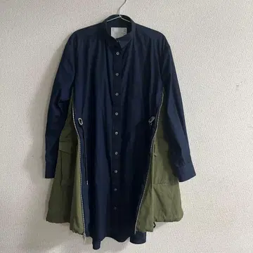 sacai 절개 셔츠 원피스 19-04730 네이비/카키