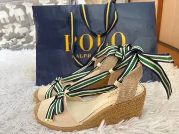 RLL 스트라이프 리본 웨지 샌들