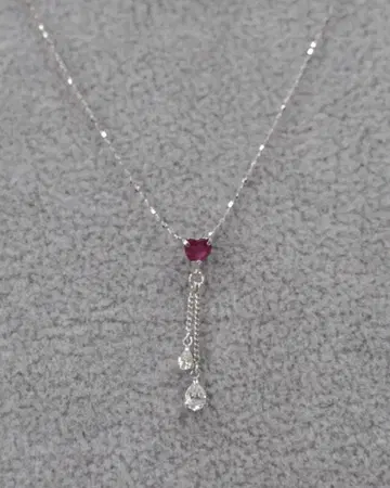 K14WG 프티 목걸이 루비 화이트 사파이어