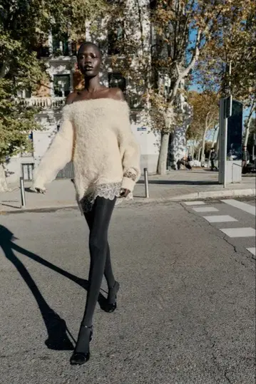 ZARA 오프숄더 니트 레이스