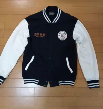 SKULL WORKS 바시티 자켓 Hurley 백 프린트 두꺼운 면