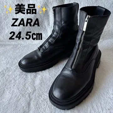 새상품급 ZARA 자라 프론트 지퍼 첼시 부츠 통굽 24.5cm