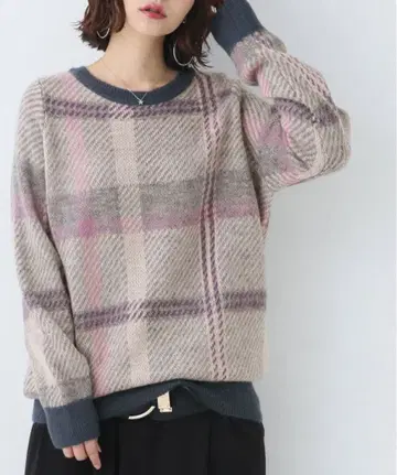 n'or label 빅 체크 무늬 니트