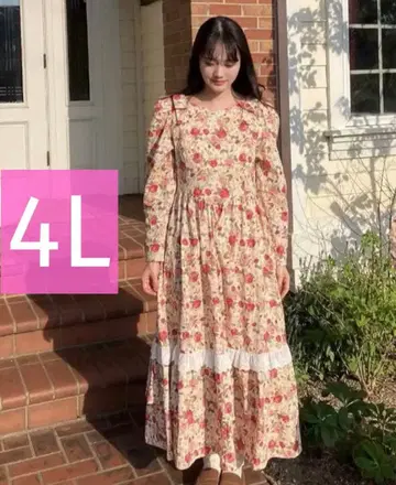 maihee 빈티지풍 시마무라 꽃무늬 롱 원피스 4L