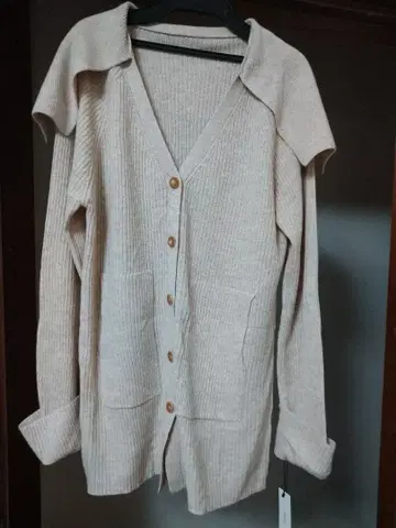 ANGELINA 리브 카라 가디건 베이지