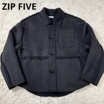 ZIP FIVE WHITE LINE 보아 절개 스웨이드 느낌 자켓 블랙