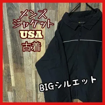 블루종 지퍼 남성용 블랙 XL USA 구제 의류 90s 긴팔 자켓