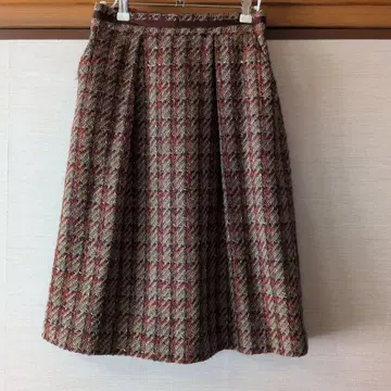 체크 무늬 트위드 타이트 스커트