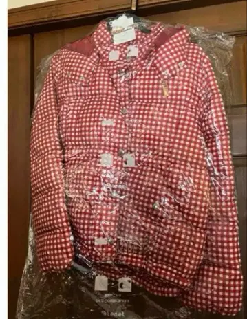 핑크하우스 다운 자켓 귀여운 빨간색 체크로 입어도 보기에도 따뜻해요