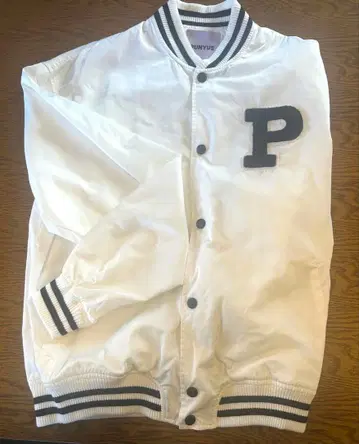 화이트 P 로고 바시티 자켓