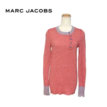 마크제이콥스 니트 빨간색 보라색 실크 혼방 버튼 S