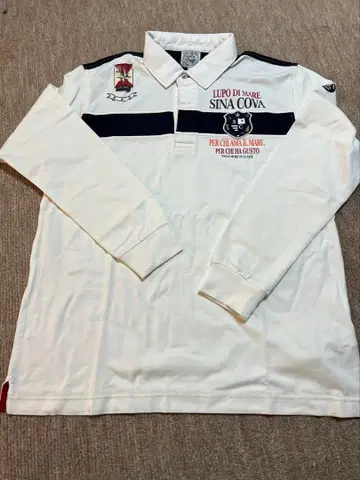 SINA COVA 긴팔 피케 셔츠 화이트/네이비