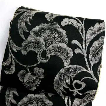 후쿠로 오비 앤티크 당화 무늬 블랙 베이스 리메이크 기모노 123tz