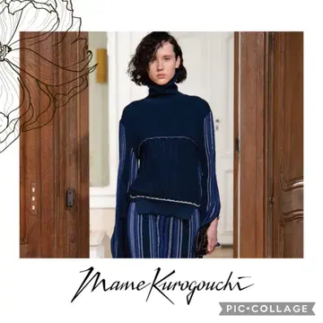 새상품급 Mame Kurogouchi 울 하마구리 니트 하이넥
