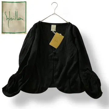 새상품급 Sybilla 시빌라 가디건 볼레로 소매 셔링 블랙 M